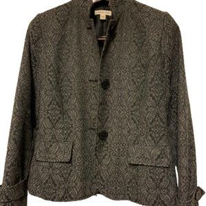 Coldwater Creek Gray & Black Jacquard Jacket Sz.10